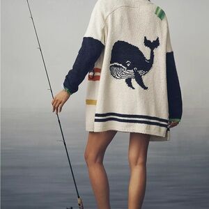 NWT Anthropologie Maeve Nautical Buoy Cardigan Sweater Size S/M